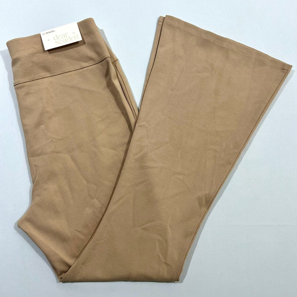 Dear Scarlett NWT Magic Flare Pants Women's 1X Tan Beige Tummy Control Pull On